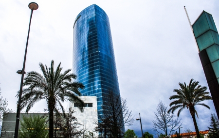 The modern Iberdrola towerのeditorial素材