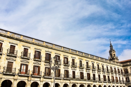The Spanish square and the San Miguel church in Vitoria  Alava, Spain の写真素材