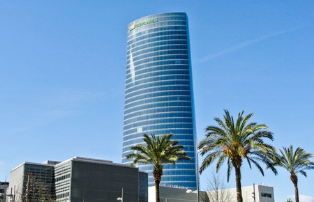 The modern Iberdrola tower in Bilbao  Basque Country, Spain のeditorial素材