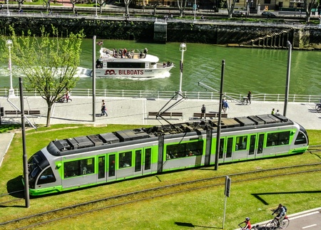 Different means of transport in Bilbao  Vizcaya, Spain のeditorial素材