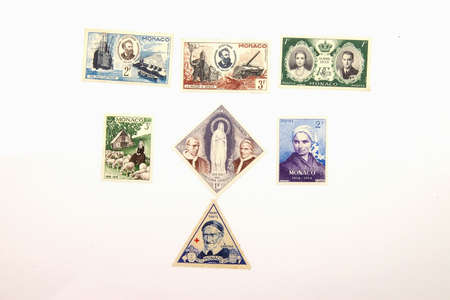 Collection of isolated postage stamps from Monacoの写真素材