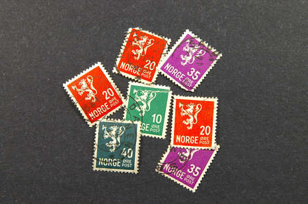 Cancelled stamps of Norwayの写真素材