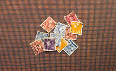 Cancelled stamps of Swedenの写真素材