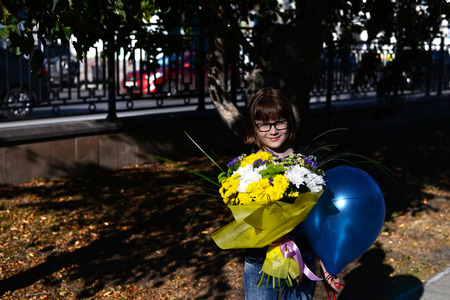 holiday brings us flowers and joy and smilesの写真素材