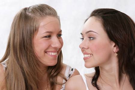 Couple women - blonde against the brunette 