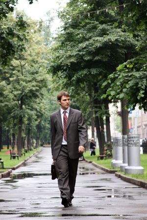 businessman walking on the streetの写真素材