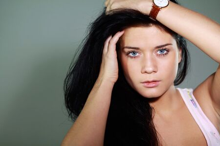 Closeup portrait of an attractive womanの写真素材