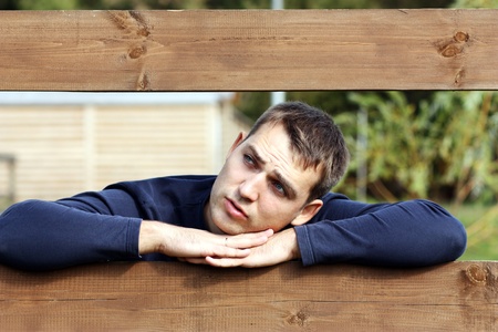 Portrait of a handsome man walking outdoorの写真素材