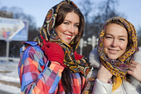 Portrait of a young women in russian scarf