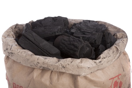 charcoal in a paper bagの写真素材