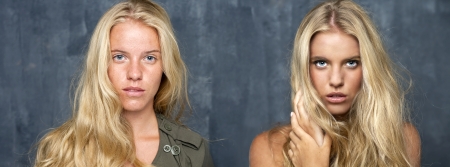 Visagiste, Makeup Before and after the retouchの写真素材