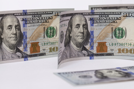 New banknote hundred dollars with protective holographic ribbon