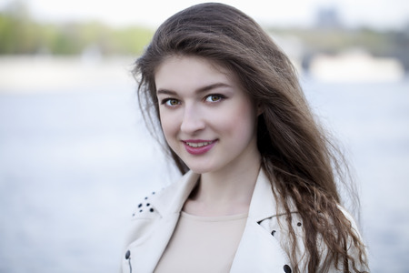 Portrait of beautiful woman outdoorの写真素材