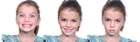 Closeup portrait of pretty little girlsの写真素材