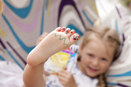 Body part, Painted childrens fingers feetの写真素材