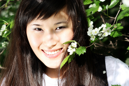 Portrait of beautiful asian young womanの写真素材