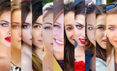 Beauty collage. Faces of women. Group of people. Fashion photoの写真素材