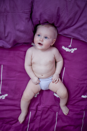 Little baby boy at homeの写真素材