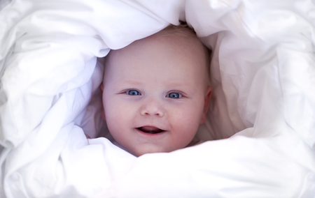 Closeup five month old baby boyの写真素材