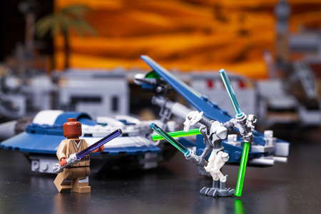 RUSSIA, May 16, 2018. Constructor Lego Star Wars. Episode III, General Grievous cyborg-kalichets, supreme commander-in-chief of the army of droidsのeditorial素材