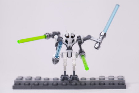 RUSSIA, May 16, 2018. Constructor Lego Star Wars. Episode III, General Grievous cyborg-kalichets,...