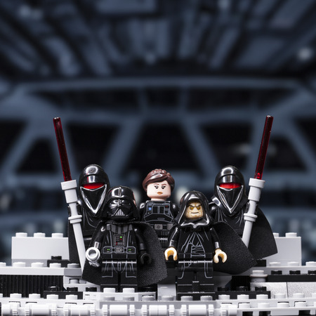 RUSSIA, April 12, 2018. Constructor Lego Star Wars. Episode IV, Squad of stormtroopersのeditorial素材