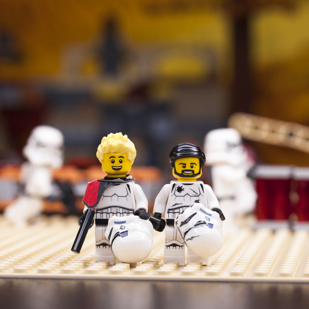 RUSSIA, April 12, 2018. Constructor Lego Star Wars. Episode IV, Squad of stormtroopersのeditorial素材