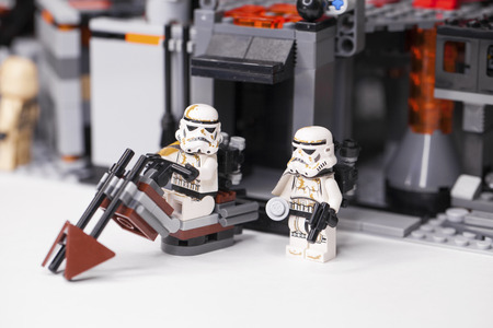 RUSSIA, April 05, 2019. Constructor Lego homemade military base, star wars and a squad of...