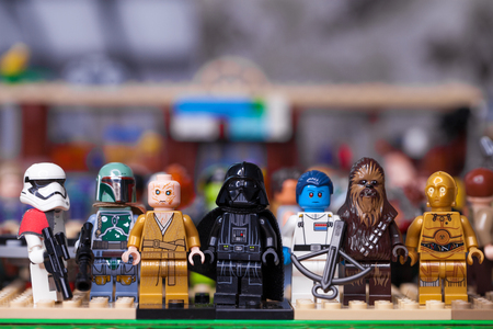 RUSSIAN, SAMARA - JANUARY 24, 2019. LEGO STAR WARS. Minifigures Star Wars Various Charactersのeditorial素材