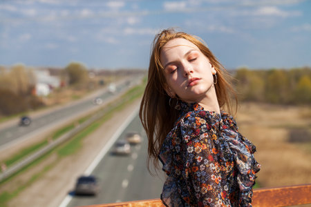 Close up portrait of a young beautiful girlの写真素材