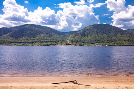 Volga river channel, Mastryukovskie lakes, Russia, Samara, Samara region. Summer Outdoorsの写真素材