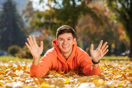 Close up portrait of a young brunette manの写真素材