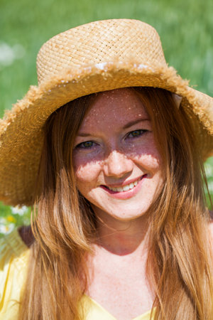 Close up portrait of a young beautiful red hair woman