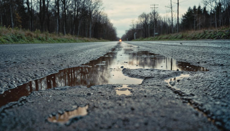 Country road after rain. Generative AIの素材