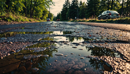 Country road after rain. Generative AIの素材