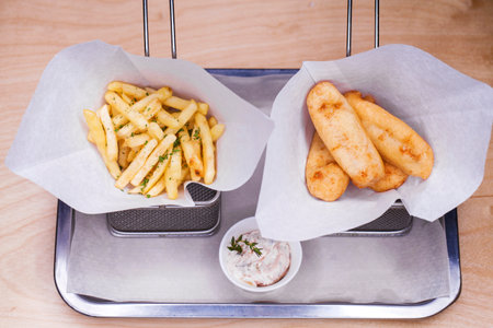 Close up Pile of a potato French friesの写真素材