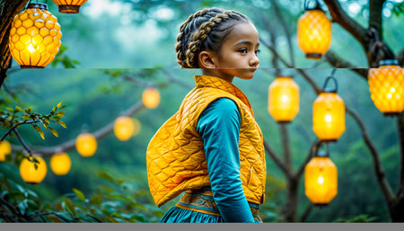 Portrait of a young beautiful girl. Generative AIの素材