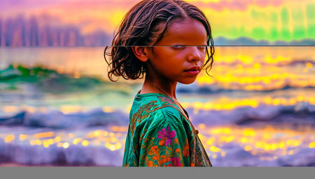 Portrait of a young beautiful girl. Generative AIの素材