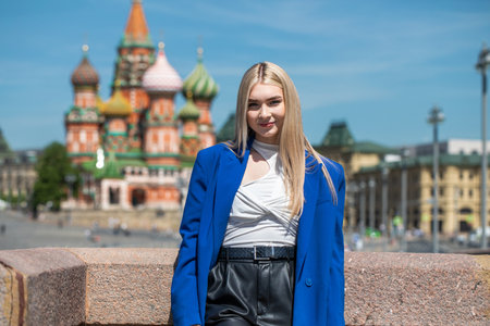 Closeup portrait of a young beautiful blonde girlの写真素材