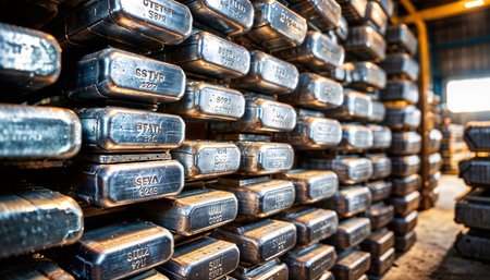 Silver bars. silver production plant. Generative AIの素材