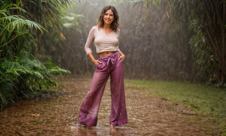 Full body portrait of a young beautiful woman. Generative AIの素材