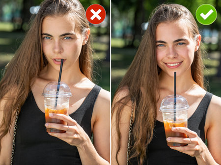 Collage of two photos. Common mistakes in female posing and how to avoid them.
