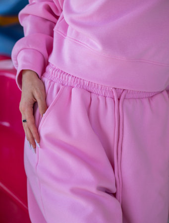 Female body part - pink sweatshirtの写真素材