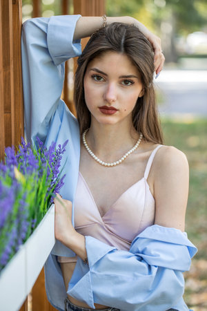 Portrait of a young beautiful womanの写真素材