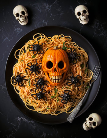 Restaurant dish for Halloween. Generative AIの素材