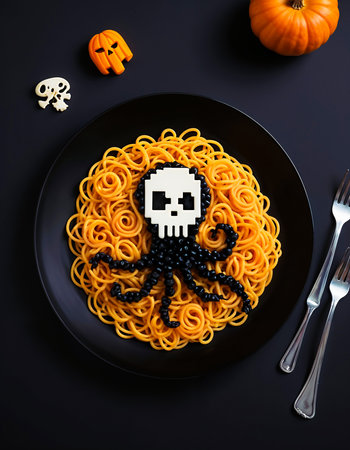 Restaurant dish for Halloween. Generative AIの素材