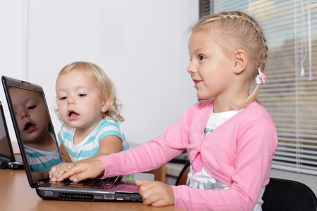 two young daughtersの写真素材