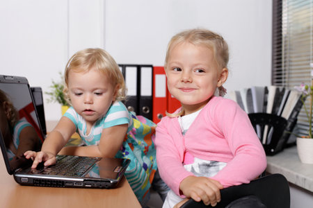 two young daughtersの写真素材