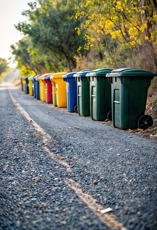 Large plastic bins with separate waste. Generative AIの素材