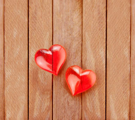 2 hearts of glass as greeting cardの写真素材